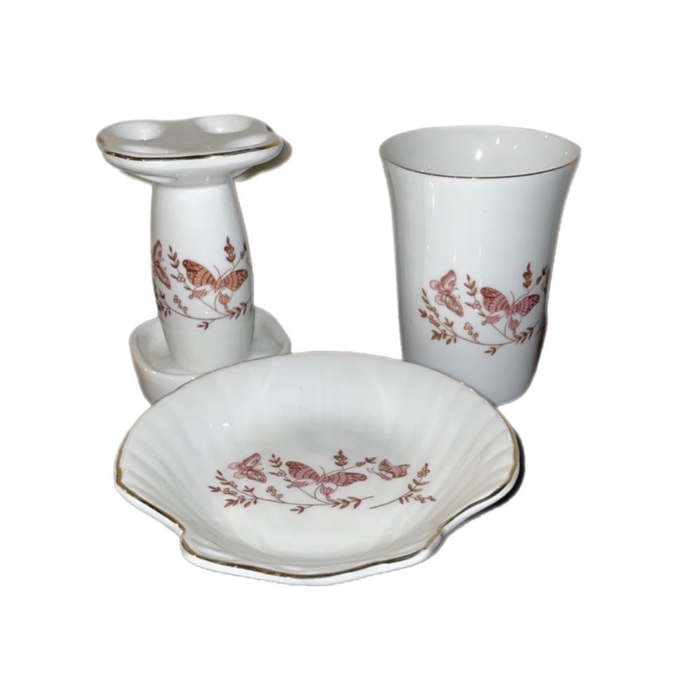 Vintage BOHO Butterfly Cottage Bathroom Vanity Set